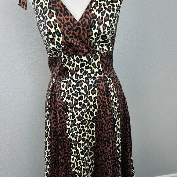 Deadly Dames Women's Tie Me Up Dress Animal Print Flare Size M - Picture 2 of 9